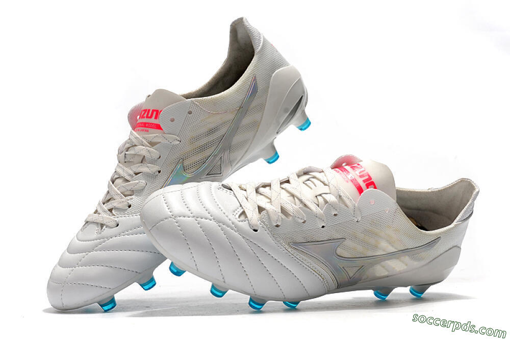 Mizuno Morelia Neo 2 FG Low-Tops Football Boots - White/Silver/Blue 6