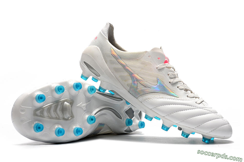 Mizuno Morelia Neo 2 FG Low-Tops Football Boots - White/Silver/Blue 4