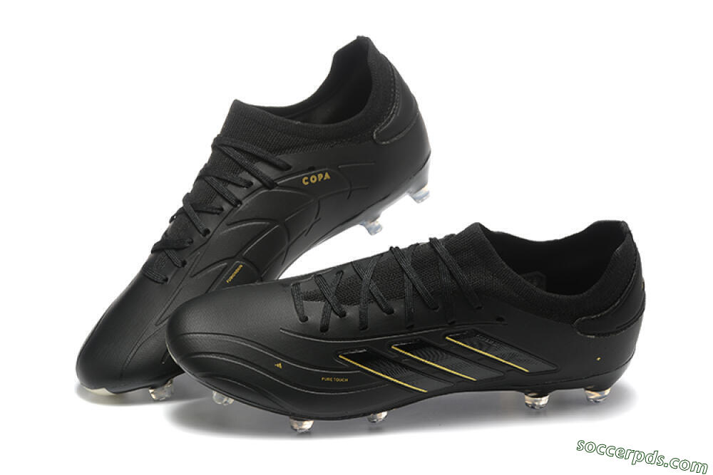 Adidas Copa Pure 2+ FG Low-Tops Football Boots - Black/Gold/Blue 6