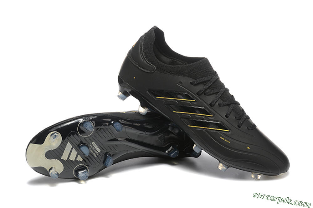 Adidas Copa Pure 2+ FG Low-Tops Football Boots - Black/Gold/Blue 4