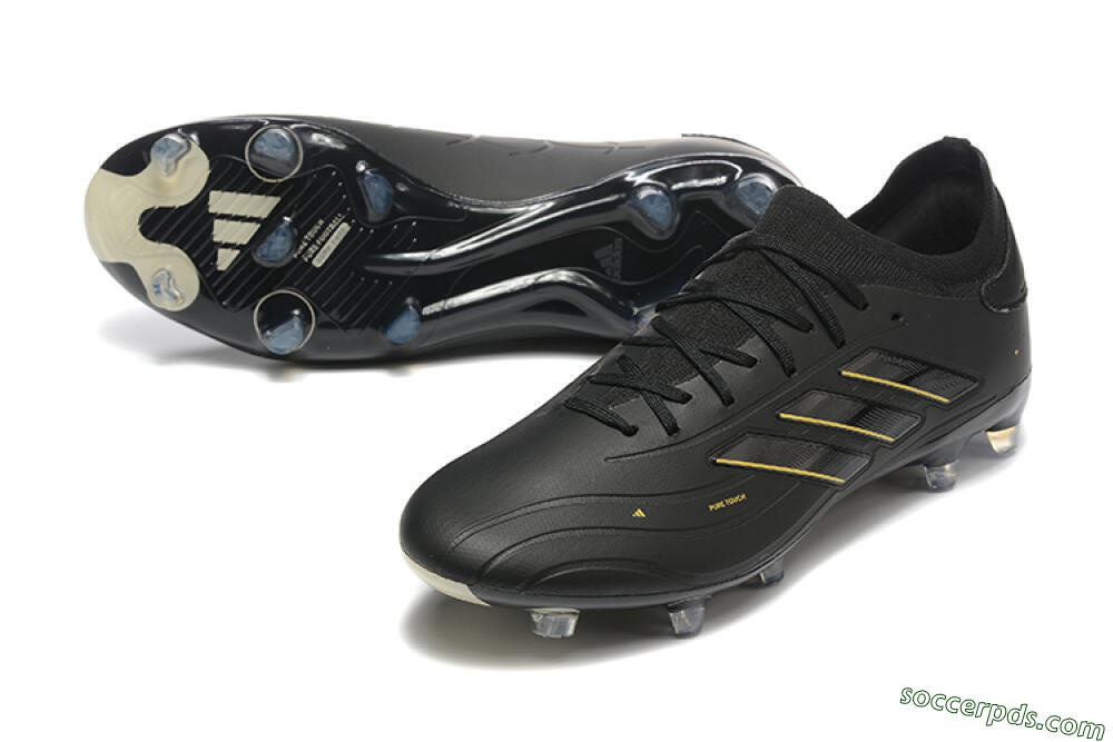 Adidas Copa Pure 2+ FG Low-Tops Football Boots - Black/Gold/Blue 3