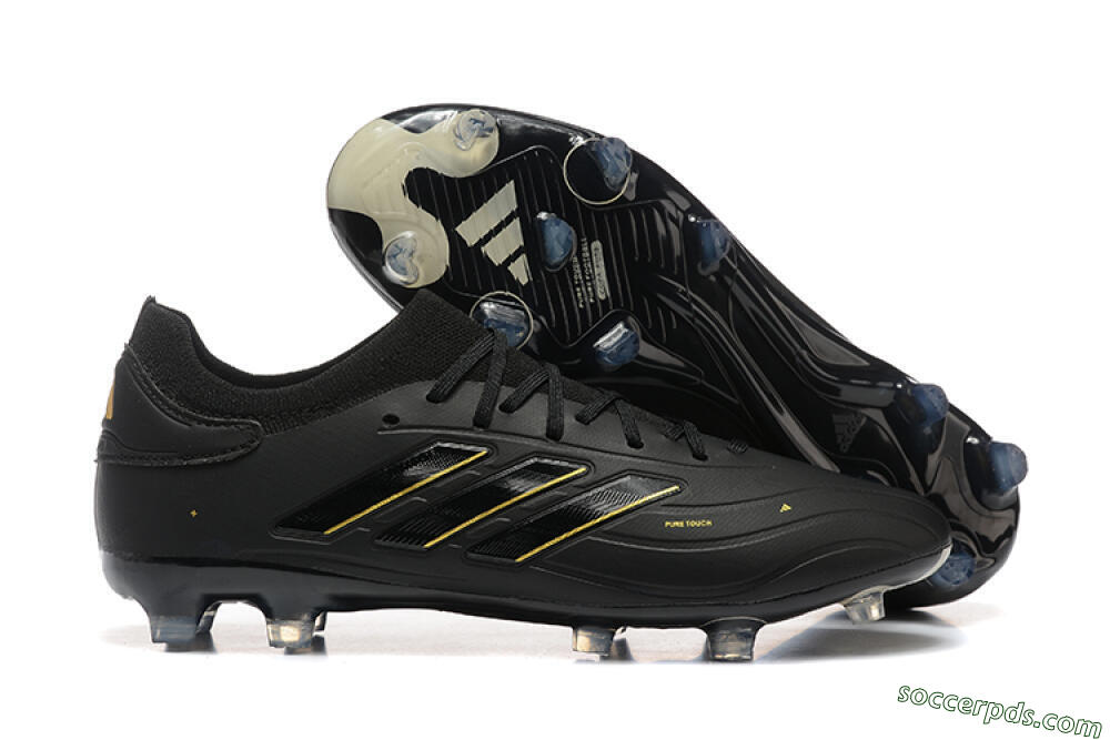 Adidas Copa Pure 2+ FG Low-Tops Football Boots - Black/Gold/Blue 1