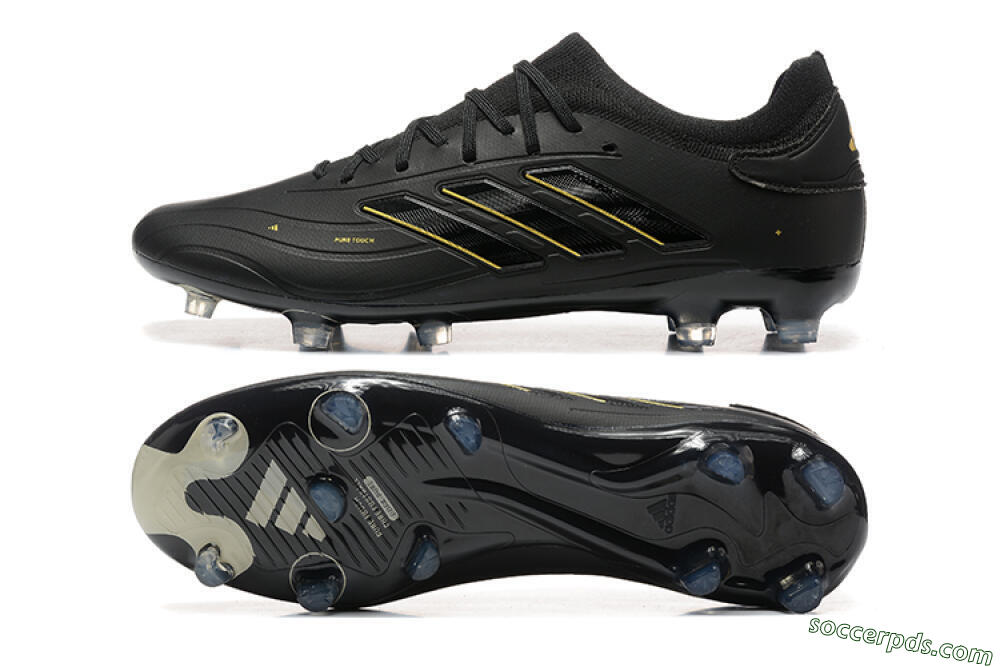 Adidas Copa Pure 2+ FG Low-Tops Football Boots - Black/Gold/Blue 0