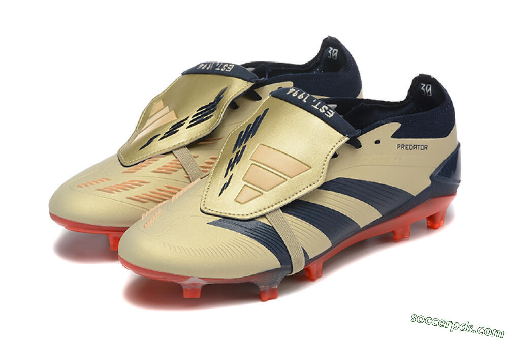 Adidas Predator Elite Foldover Tongue FG Low-Tops Football Boots - Gold/Blue/Red 5