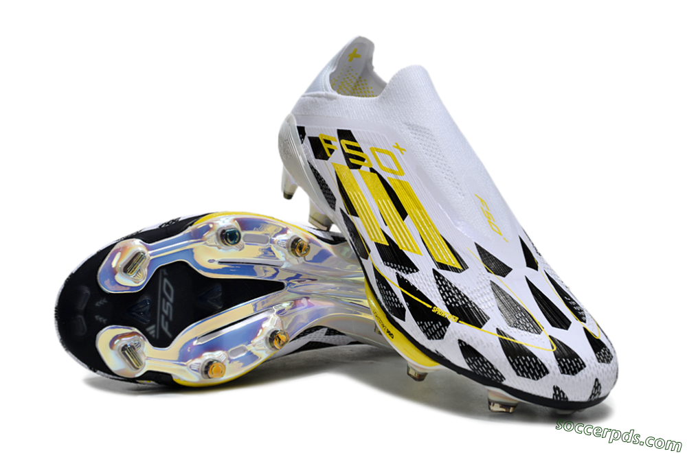 Adidas F50+ Elite Lightstrike Pro Laceless FG Low-Tops Football Boots - White/Black/Yellow 3