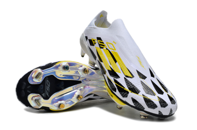 Adidas F50+ Elite Lightstrike Pro Laceless FG Low-Tops Football Boots - White/Black/Yellow