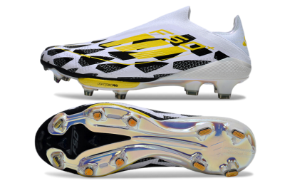 Adidas F50+ Elite Lightstrike Pro Laceless FG Low-Tops Football Boots - White/Black/Yellow