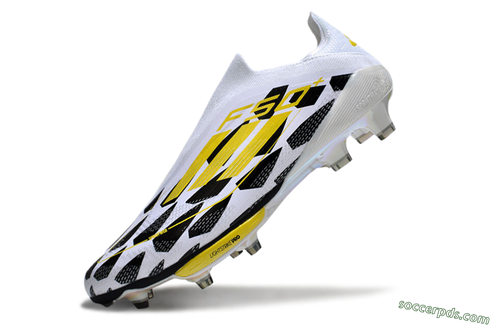 Adidas F50+ Elite Lightstrike Pro Laceless FG Low-Tops Football Boots - White/Black/Yellow 5