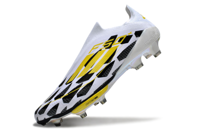 Adidas F50+ Elite Lightstrike Pro Laceless FG Low-Tops Football Boots - White/Black/Yellow