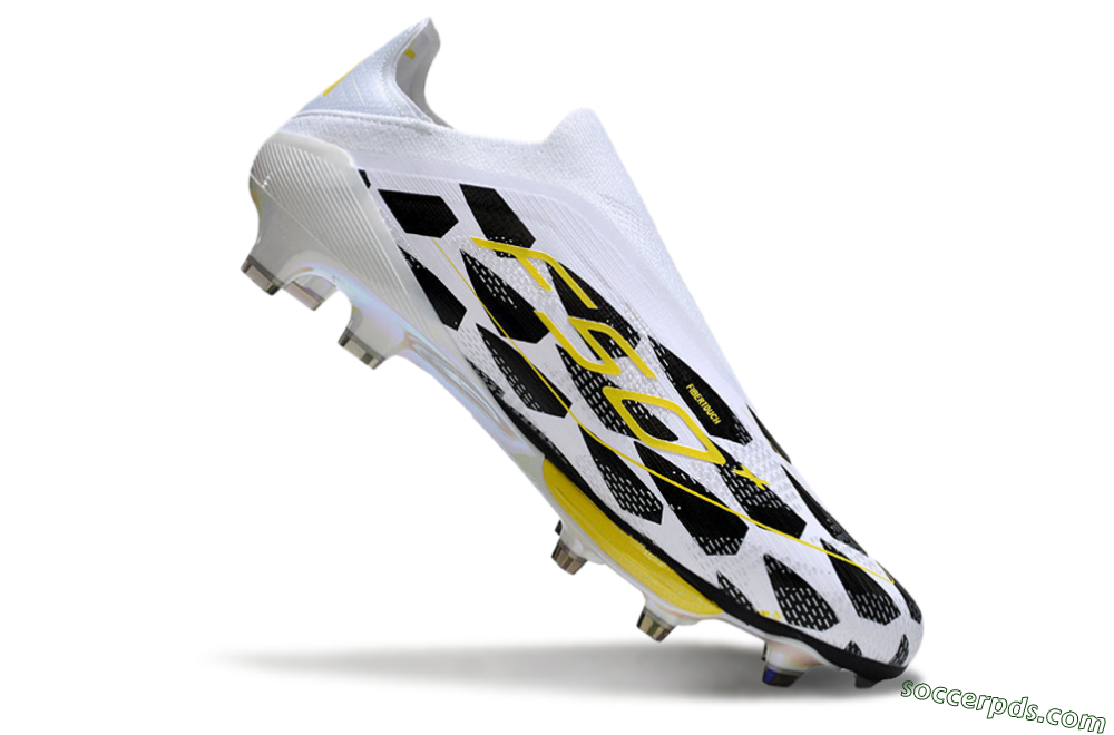 Adidas F50+ Elite Lightstrike Pro Laceless FG Low-Tops Football Boots - White/Black/Yellow 4