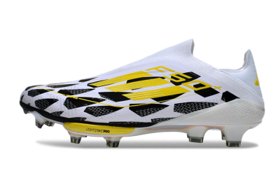 Adidas F50+ Elite Lightstrike Pro Laceless FG Low-Tops Football Boots - White/Black/Yellow