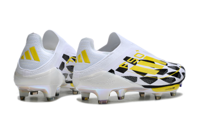 Adidas F50+ Elite Lightstrike Pro Laceless FG Low-Tops Football Boots - White/Black/Yellow