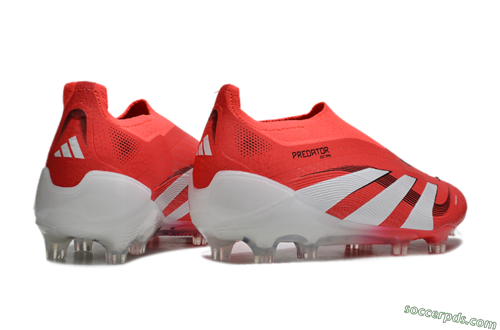 Adidas Predator+ 24 Laceless FG Low-Tops Football Boots - Red/White/Black 6