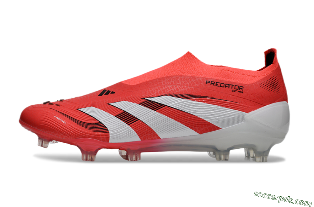 Adidas Predator+ 24 Laceless FG Low-Tops Football Boots - Red/White/Black 2