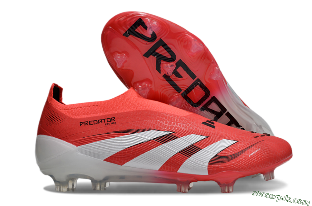 Adidas Predator+ 24 Laceless FG Low-Tops Football Boots - Red/White/Black 1