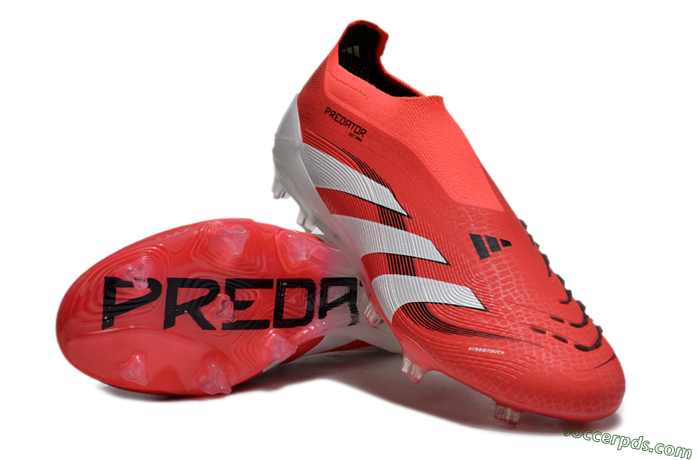 Adidas Predator+ 24 Laceless FG Low-Tops Football Boots - Red/White/Black 3