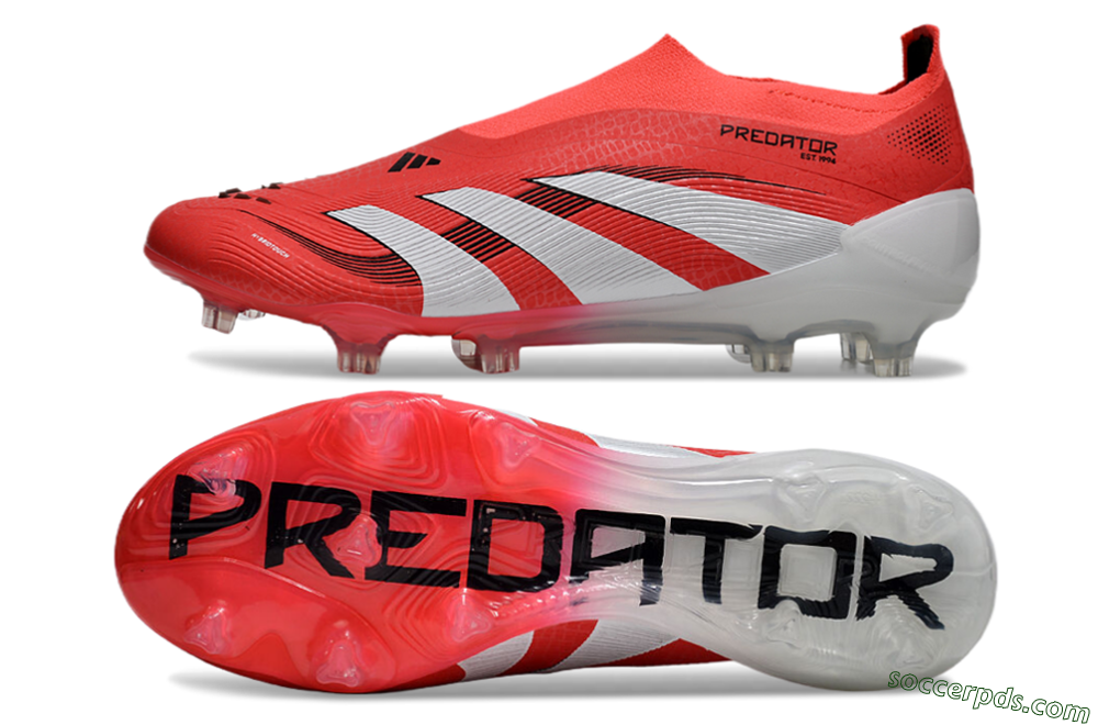 Adidas Predator+ 24 Laceless FG Low-Tops Football Boots - Red/White/Black 0