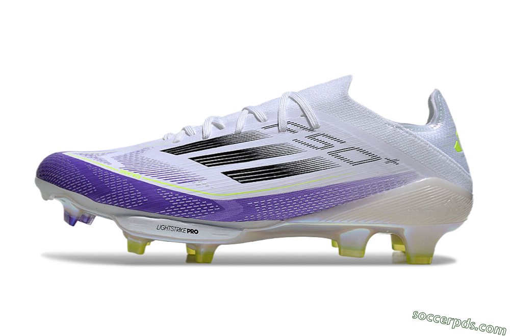 Adidas F50+ Elite Lightstrike Pro FG Low-Tops Football Boots - White/Black/Purple 2