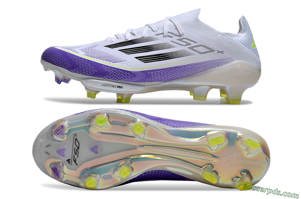 Adidas F50+ Elite Lightstrike Pro FG Low-Tops Football Boots - White/Black/Purple 0