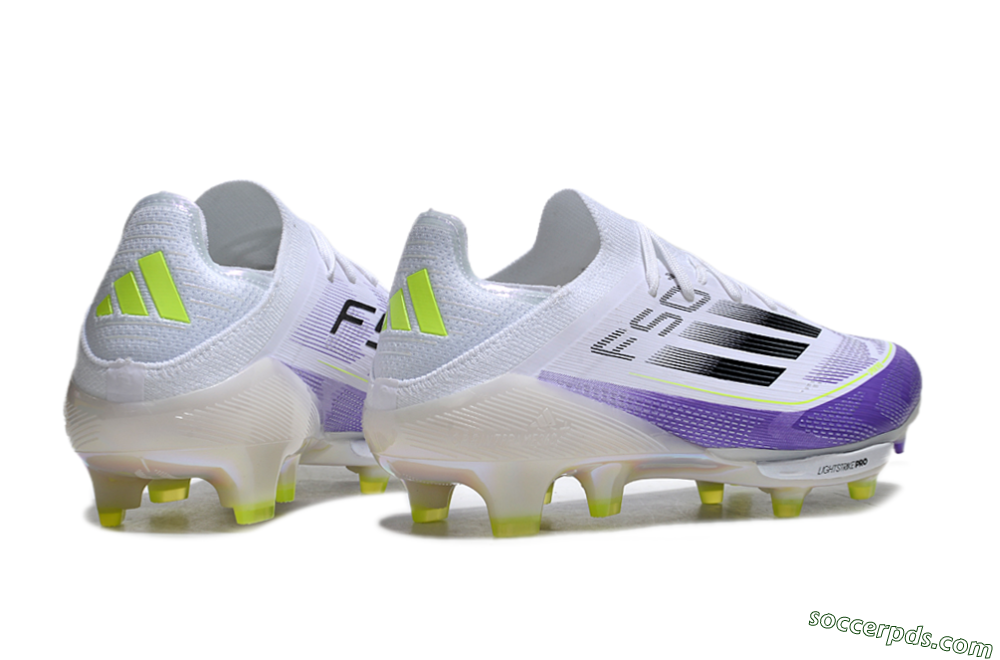 Adidas F50+ Elite Lightstrike Pro FG Low-Tops Football Boots - White/Black/Purple 6