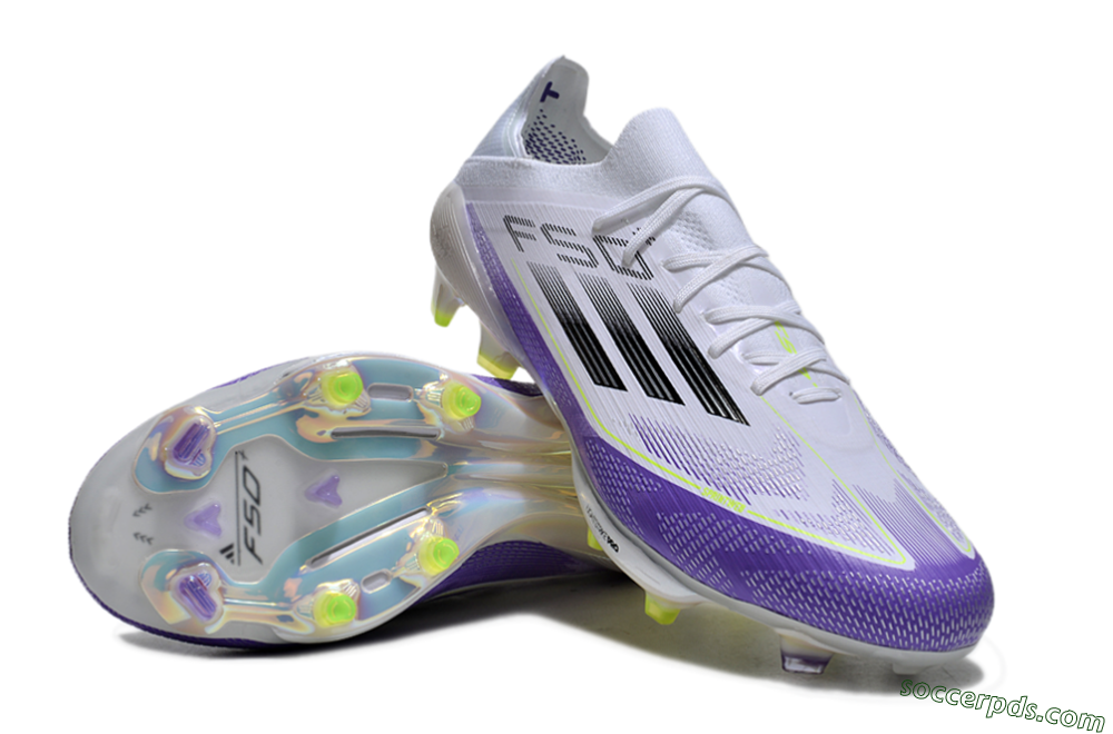 Adidas F50+ Elite Lightstrike Pro FG Low-Tops Football Boots - White/Black/Purple 3