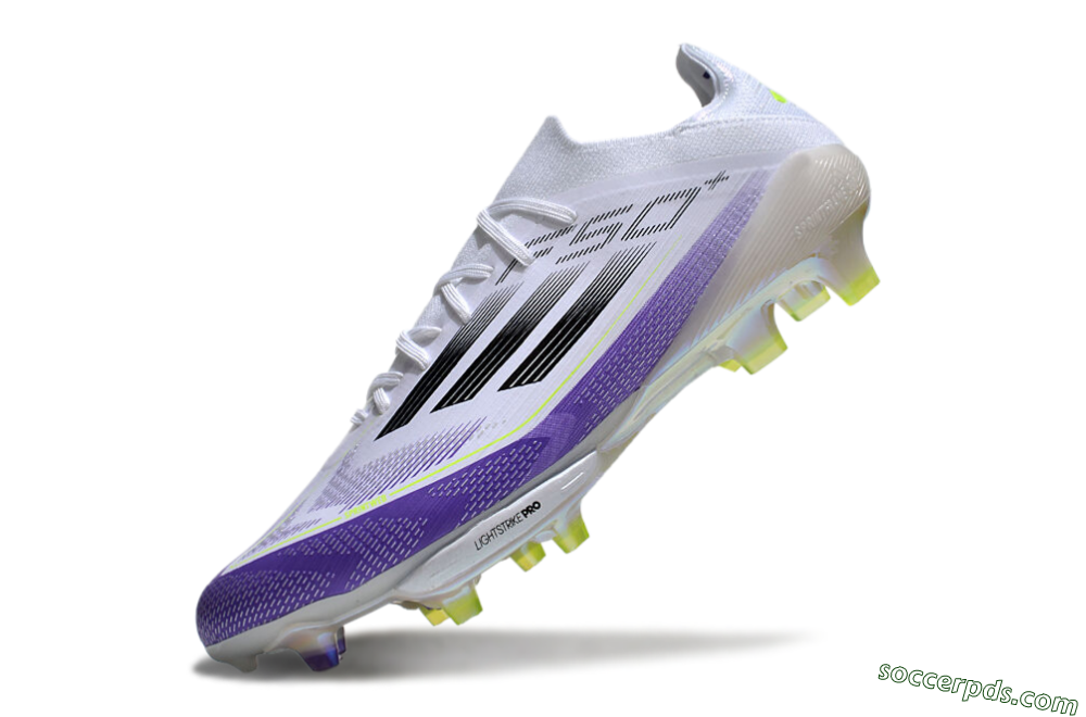 Adidas F50+ Elite Lightstrike Pro FG Low-Tops Football Boots - White/Black/Purple 5