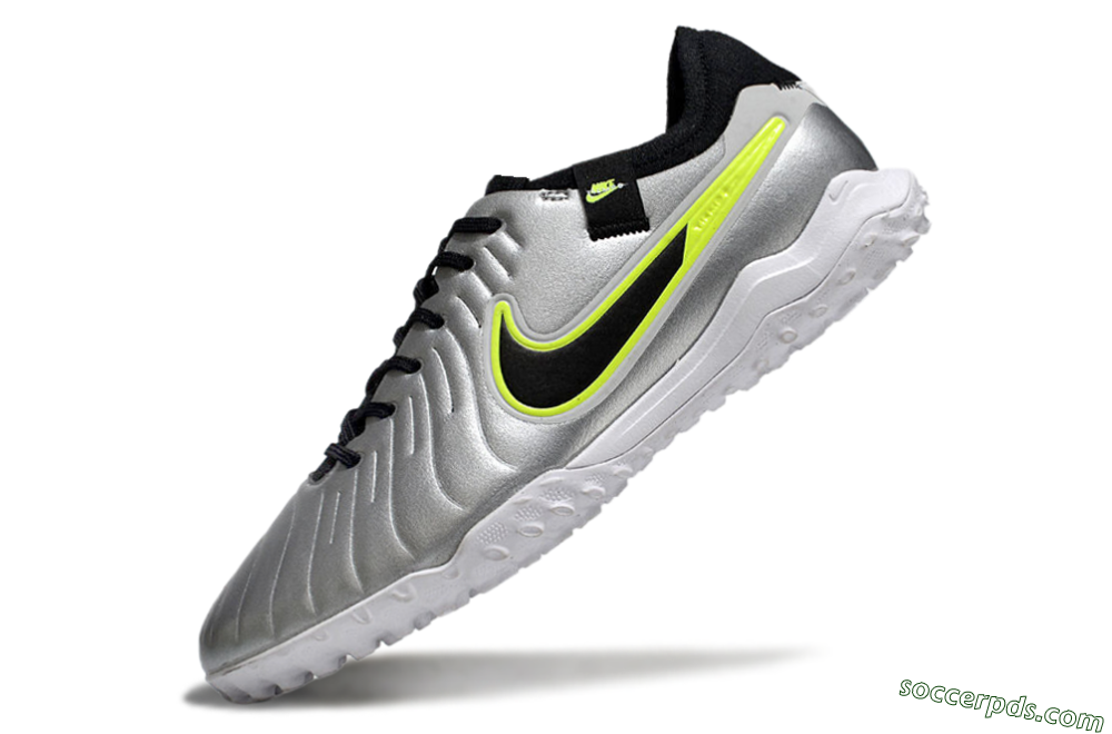 Nike Tiempo Legend 10 Pro TF Low-Tops Football Shoes - Silver/Black/Yellow 5