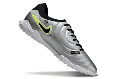 Nike Tiempo Legend 10 Pro TF Low-Tops Football Shoes - Silver/Black/Yellow
