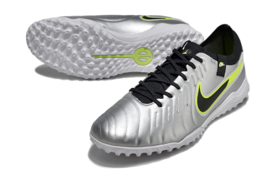 Nike Tiempo Legend 10 Pro TF Low-Tops Football Shoes - Silver/Black/Yellow
