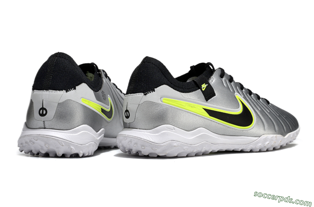 Nike Tiempo Legend 10 Pro TF Low-Tops Football Shoes - Silver/Black/Yellow 6