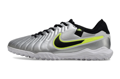 Nike Tiempo Legend 10 Pro TF Low-Tops Football Shoes - Silver/Black/Yellow