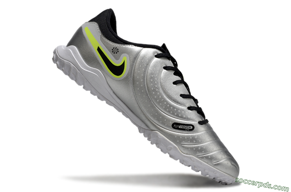Nike Tiempo Legend 10 TF Low-Tops Football Shoes - Silver/Black/Yellow 4