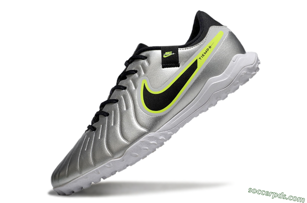 Nike Tiempo Legend 10 TF Low-Tops Football Shoes - Silver/Black/Yellow 5