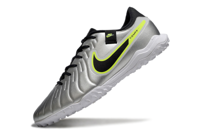 Nike Tiempo Legend 10 TF Low-Tops Football Shoes - Silver/Black/Yellow