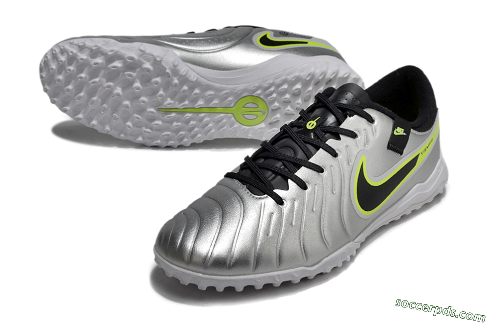 Nike Tiempo Legend 10 TF Low-Tops Football Shoes - Silver/Black/Yellow 3