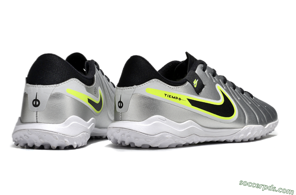 Nike Tiempo Legend 10 TF Low-Tops Football Shoes - Silver/Black/Yellow 6