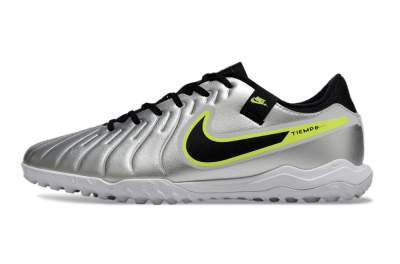 Nike Tiempo Legend 10 TF Low-Tops Football Shoes - Silver/Black/Yellow