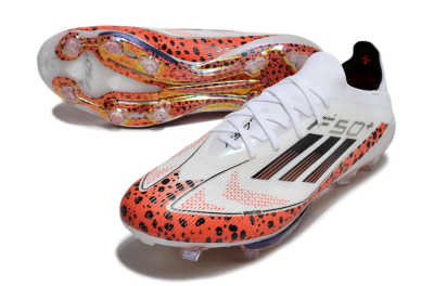 Adidas F50+ Lightstrike Elite FG Low-Tops Football Boots - White/Black/Leopard