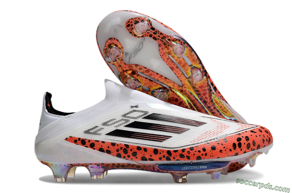 Adidas F50+ Lightstrike Pro Laceless FG Low-Tops Football Boots - White/Leopard/Black 1