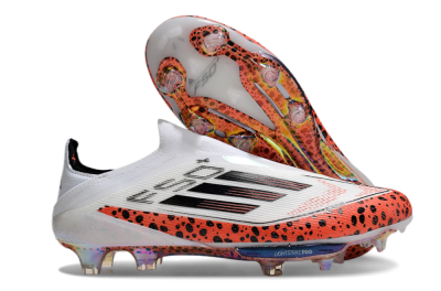 Adidas F50+ Lightstrike Pro Laceless FG Low-Tops Football Boots - White/Leopard/Black