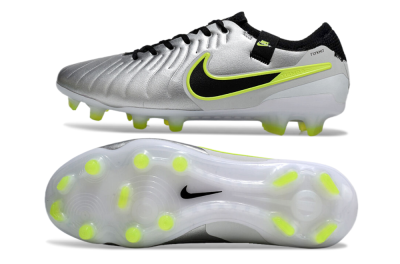 Nike Tiempo Legend 10 Elite AG Low-Tops Football Boots - Silver/Black/Yellow