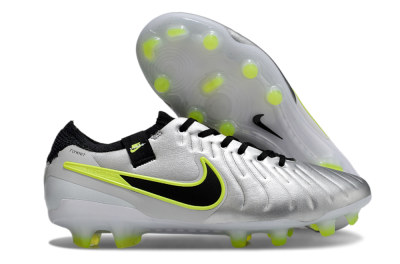 Nike Tiempo Legend 10 Elite AG Low-Tops Football Boots - Silver/Black/Yellow