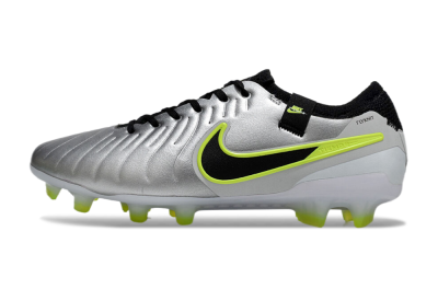 Nike Tiempo Legend 10 Elite AG Low-Tops Football Boots - Silver/Black/Yellow