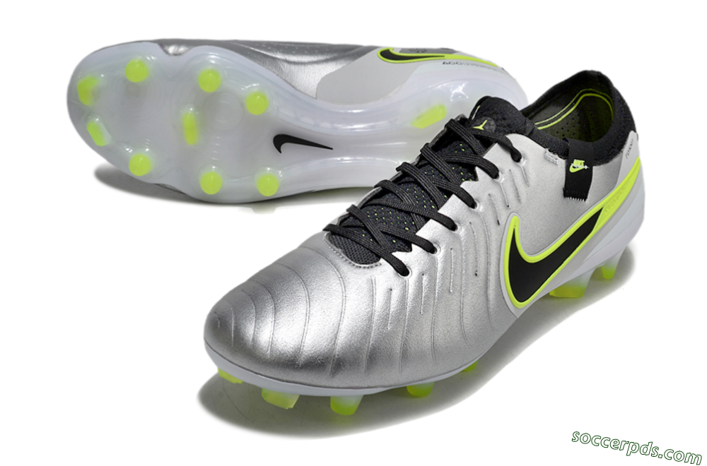 Nike Tiempo Legend 10 Elite AG Low-Tops Football Boots - Silver/Black/Yellow 3