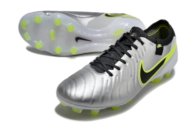 Nike Tiempo Legend 10 Elite AG Low-Tops Football Boots - Silver/Black/Yellow
