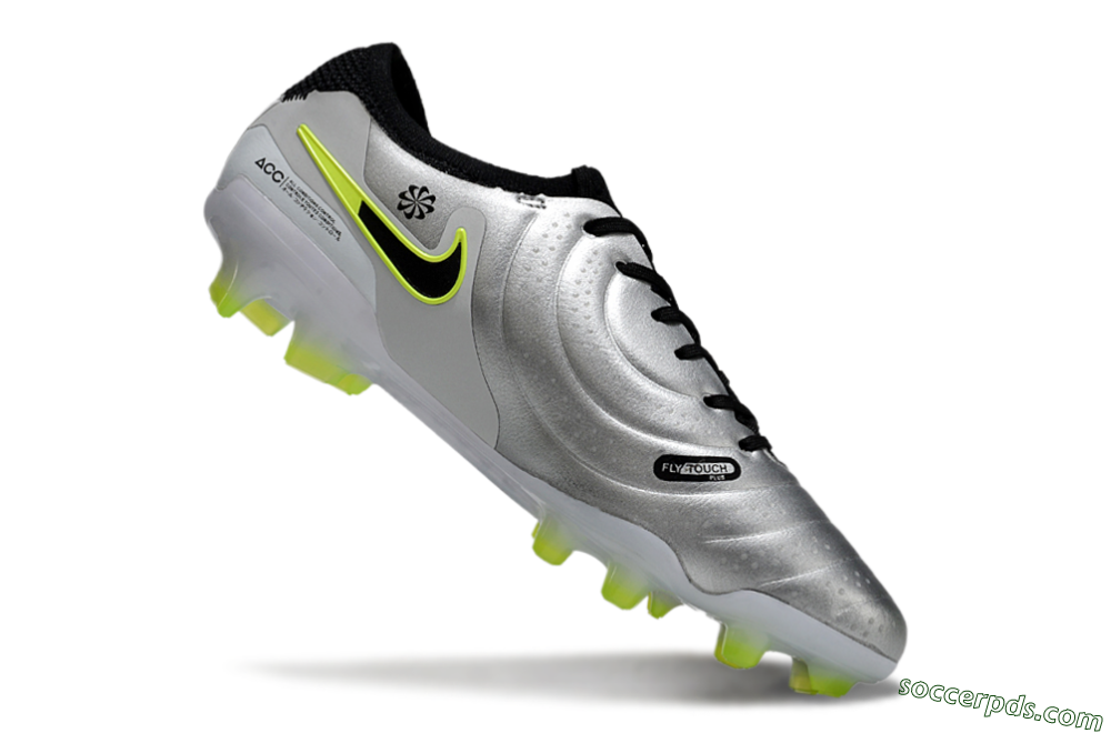Nike Tiempo Legend 10 Elite AG Low-Tops Football Boots - Silver/Black/Yellow 4