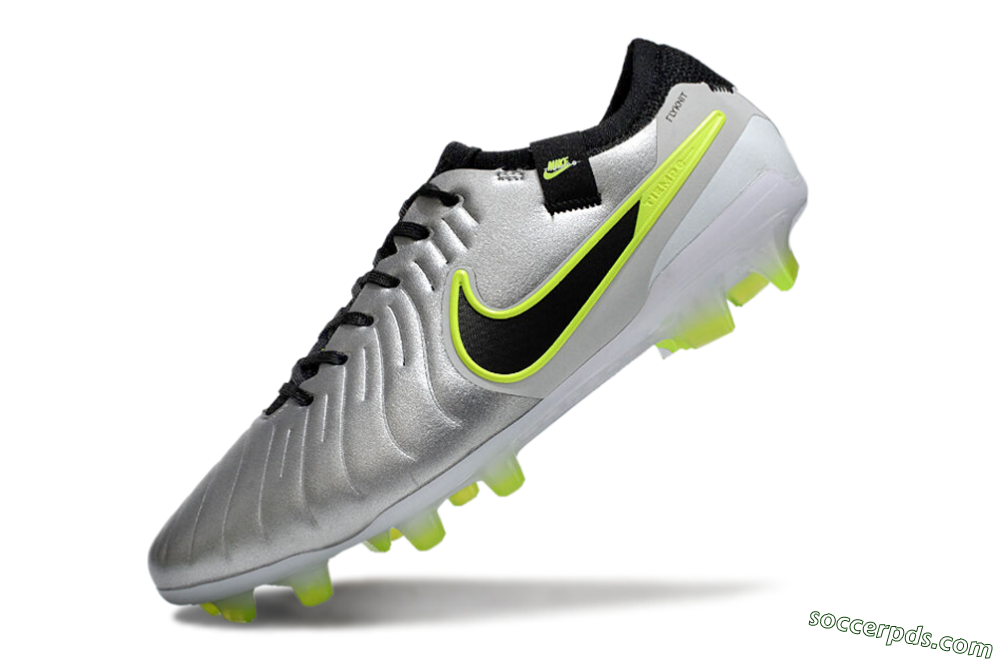 Nike Tiempo Legend 10 Elite AG Low-Tops Football Boots - Silver/Black/Yellow 5