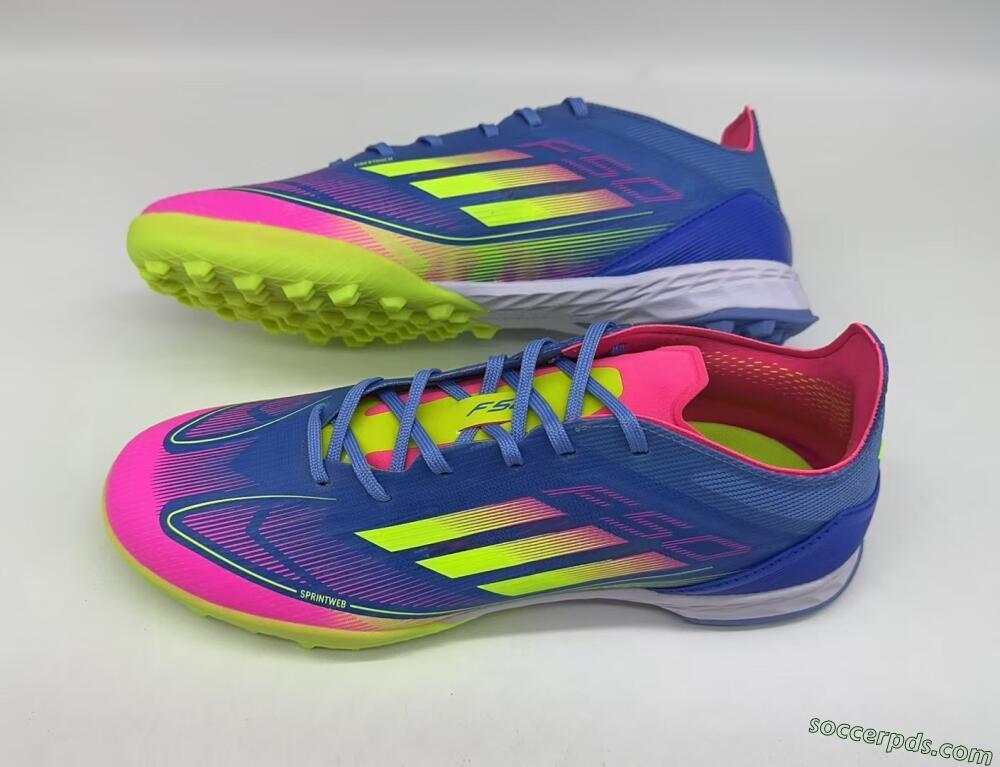 Adidas F50 Elite TF Low-Tops Football Shoes - Blue/Pink/Yellow