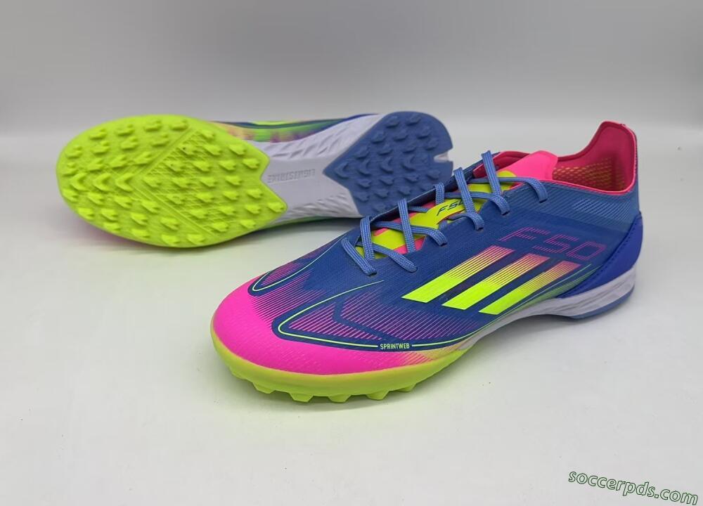 Adidas F50 Elite TF Low-Tops Football Shoes - Blue/Pink/Yellow