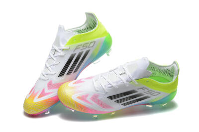 Adidas F50 Elite FG Low-Tops Football Boots - White/Pink/Yellow